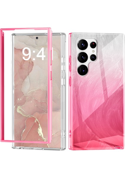 Samsung Galaxy S24 Ultra Cep Telefonu Kılıfı Degrade Tüy Pc + Tpu Kabuk-Gül (Yurt Dışından)