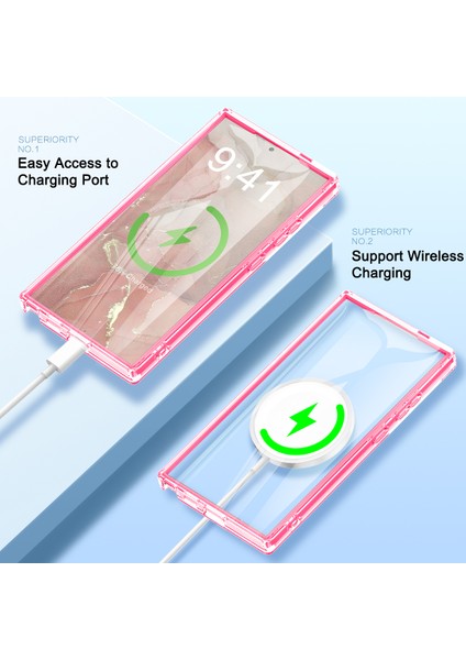 Samsung Galaxy S24 Ultra Cep Telefonu Kılıfı Degrade Tüy Pc + Tpu Kabuk-Gül (Yurt Dışından) modelleri