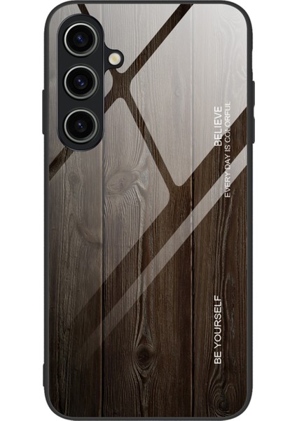 Samsung Galaxy A05S Için 4g Ince Kılıf Ahşap Doku Temperli Cam Tpu Şok Geçirmez Telefon Kapak Black (Yurt Dışından)