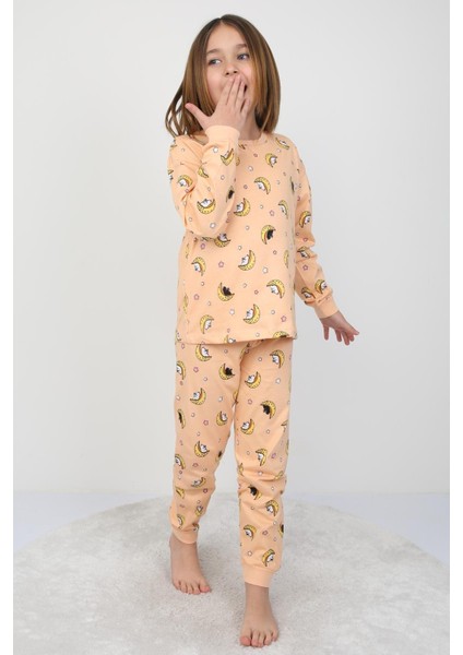 Uzun Kollu %100 Pamuk Kız Çocuk Pijama Takımı Bisiklet Yaka Manşetli 3-8 Yaş fiyatları