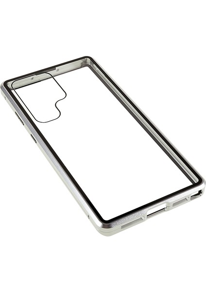 Samsung Galaxy S24 Ultra Kılıf Manyetik Temperli Cam Çift Taraflı Telefon Kapağı-Gümüş (Yurt Dışından) fırsatları