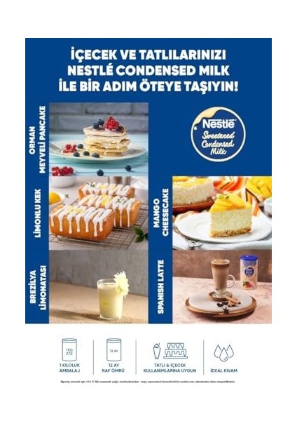 Yoğunlaştırılmış Süt Teneke 1kg modelleri