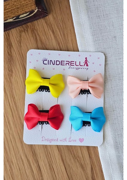 4'lü Fiyonklu Saçsız Bebek Tokası Renkli - Az Saçlı Kız Bebek Toka Seti Çıt Çıt Yenidoğan Tokası