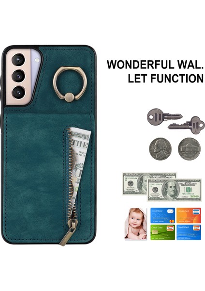 Samsung Galaxy S21+ 5g Kılıf Için Rfıd Engelleme Pu+ Kart Yuvalı Tpu Telefon Kapağı-Mavi (Yurt Dışından) fırsatları