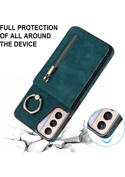 Samsung Galaxy S21+ 5g Kılıf Için Rfıd Engelleme Pu+ Kart Yuvalı Tpu Telefon Kapağı-Mavi (Yurt Dışından) indirimleri