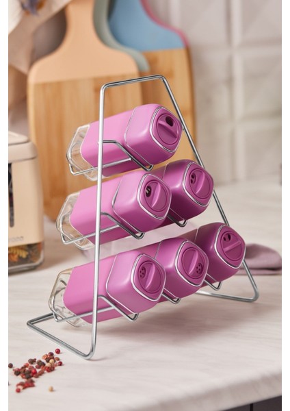 Şeffaf Üçgen Baharat Takımı, 7 Parça, Şık ve Kullanışlı Tasarım