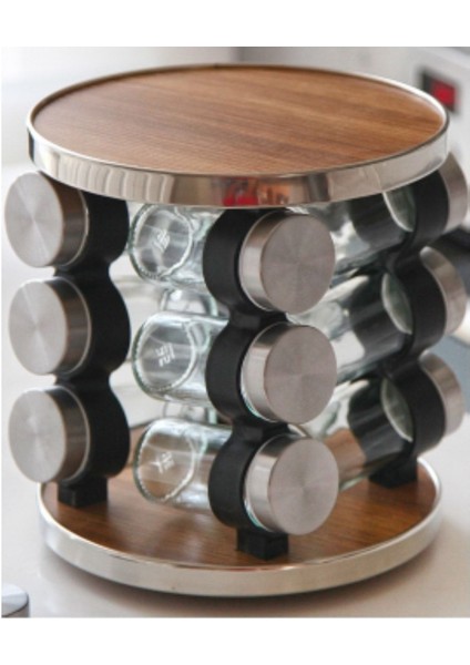 12'li Döner Standlı Cam Baharatlık Seti, Şık ve Kullanışlı Mutfak Aksesuarı fiyatları