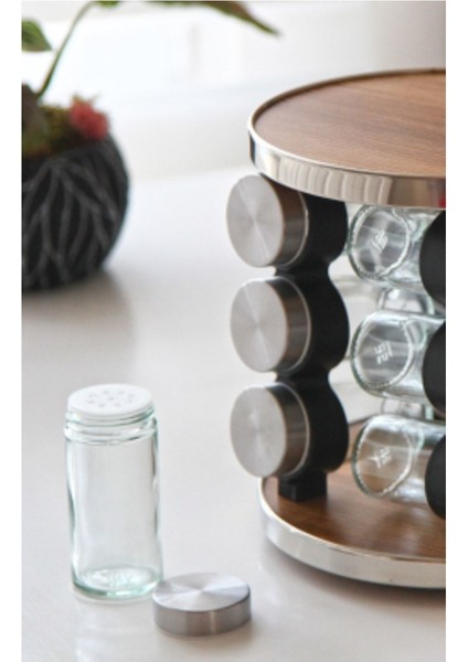 12'li Döner Standlı Cam Baharatlık Seti, Şık ve Kullanışlı Mutfak Aksesuarı modelleri