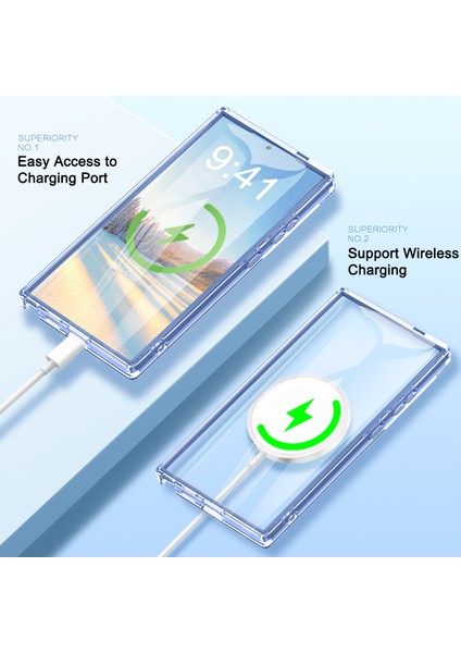 Samsung Galaxy S24 Ultra Cep Telefonu Kılıfı Degrade Tüy Pc + Tpu Kabuk-Mavi (Yurt Dışından) modelleri