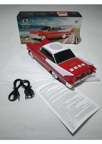 Kırmızı Nostajik Görünümlü Arabalı Radyo RT-1959, Şık ve Nostaljik Tasarım!