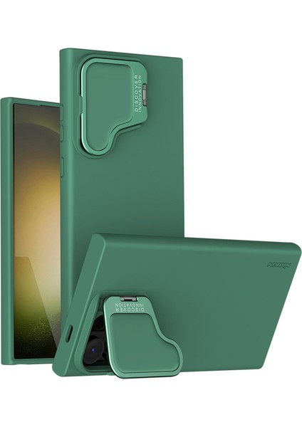 Samsung Galaxy S24 Ultra Silikon+Pc Telefon Kılıfı Lens Kapağı Kickstand-Yeşil Için Ipeksi Pervane (Yurt Dışından)