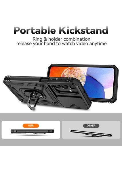 Samsung Galaxy A35 5g Kılıf Kamera Slayt Koruyucu Kickstand Darbeye Dayanıklı Telefon Kapağı-Siyah (Yurt Dışından) modelleri