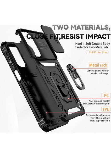 Samsung Galaxy A35 5g Kılıf Kamera Slayt Koruyucu Kickstand Darbeye Dayanıklı Telefon Kapağı-Siyah (Yurt Dışından) fırsatları