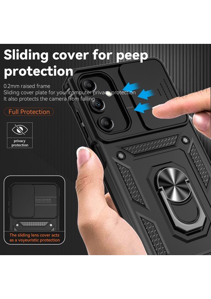 Samsung Galaxy A35 5g Kılıf Kamera Slayt Koruyucu Kickstand Darbeye Dayanıklı Telefon Kapağı-Siyah (Yurt Dışından) indirimleri