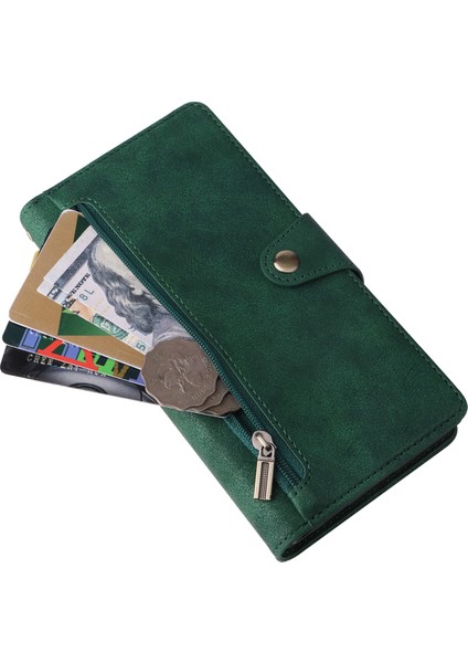 Samsung Galaxy S24 Ultra Kılıf Pu Deri Perçin Dekor Manyetik Kapatma Telefon Kapağı-Yeşil (Yurt Dışından) indirimleri