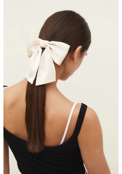 Saten Fiyonklu Kurdele - Zarif Kadın Otomatik Büyük Fiyonk Toka Kurdeleli Klipsli Saç Tokası fiyatları