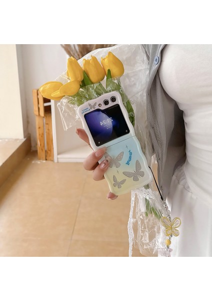 Samsung Galaxy Z Flip5 5g Kılıf Için Glitter Güç Desen Tpu Telefon Koruyucu Kabuk ile El Kayışı-Degrade (Yurt Dışından) fiyatları