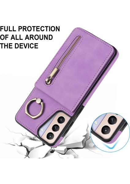 Samsung Galaxy S21+ 5g Kılıf Için Rfıd Engelleme Pu+ Kart Yuvalı Tpu Telefon Kapağı-Mor (Yurt Dışından) indirimleri
