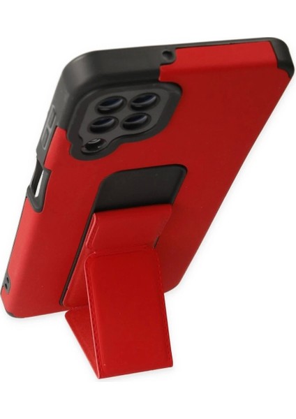 Samsung Galaxy A22 Kılıf Mega Standlı Silikon - Kırmızı modelleri