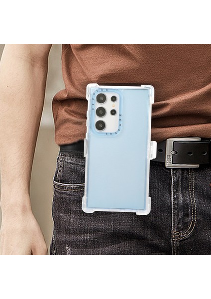 Samsung Galaxy S24 Ultra Slayt Kemer Kılıfı Kılıf Kickstand Mat Pc+Tpu Cep Telefonu Kapağı-Gök Mavisi (Yurt Dışından) fırsatları