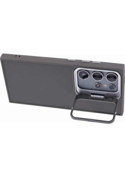 Samsung Galaxy S24 Ultra Kickstand Kılıf Silikon Kapak Büyük Lens Delikli-Haki (Yurt Dışından) fırsatları
