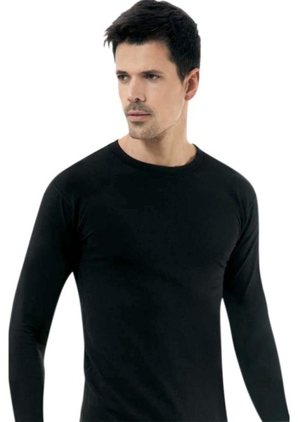 Erkek Siyah Uzun Kol Sıfır Yaka Termal Body 2006