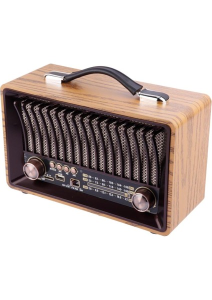 Ahşap Büyük Boy Radyo, Bluetooth, Usb, Tf, Fm, Şarjlı, 3 Bant, Nostaljik, R-1918BT