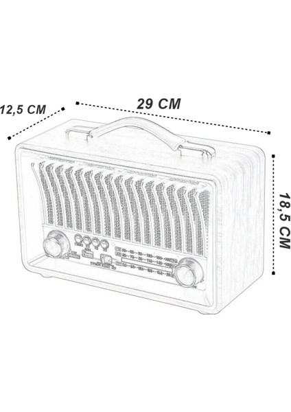 Ahşap Büyük Boy Radyo, Bluetooth, Usb, Tf, Fm, Şarjlı, 3 Bant, Nostaljik, R-1918BT fiyatları