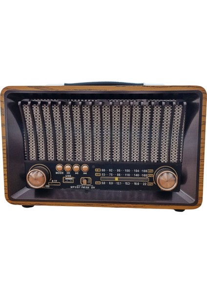 Ahşap Büyük Boy Radyo, Bluetooth, Usb, Tf, Fm, Şarjlı, 3 Bant, Nostaljik, R-1918BT fırsatları