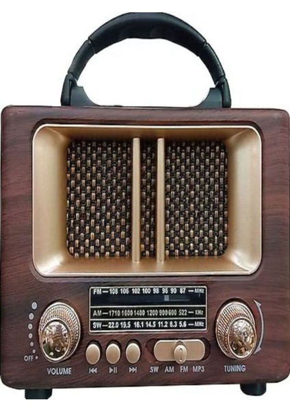 Kahverengi Nostaljik Radyo 8108-BT, Şık ve Retro Tasarım, Harika Ses Kalitesi