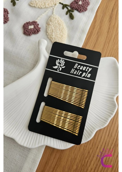 24'lü Gold Sarı Renk Tel Toka 5cm - Yumuşak Uçlu Acıtmaz Renkli Kadın Tel Saç Tokası modelleri