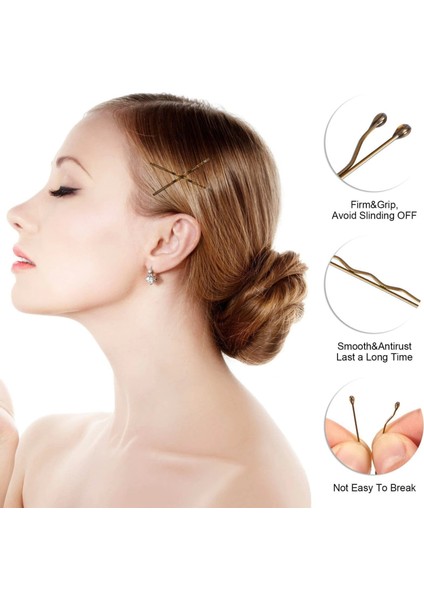 24'lü Gold Sarı Renk Tel Toka 5cm - Yumuşak Uçlu Acıtmaz Renkli Kadın Tel Saç Tokası fırsatları