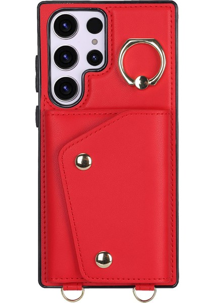 Samsung Galaxy S24 Ultra Kılıf Cüzdan Fermuar Çizilmez Pu Deri+Tpu Telefon Koruyucu-Kırmızı (Yurt Dışından) fırsatları