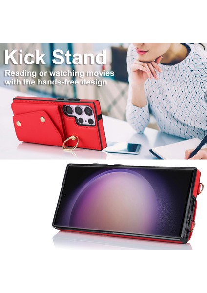Samsung Galaxy S24 Ultra Kılıf Cüzdan Fermuar Çizilmez Pu Deri+Tpu Telefon Koruyucu-Kırmızı (Yurt Dışından) indirimleri
