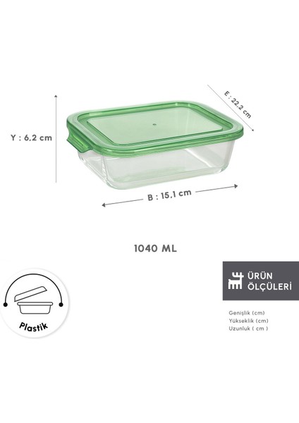 Yeşil Cam Saklama Kabı 1040 Ml, Şık ve Pratik Depolama Çözümü fiyatları