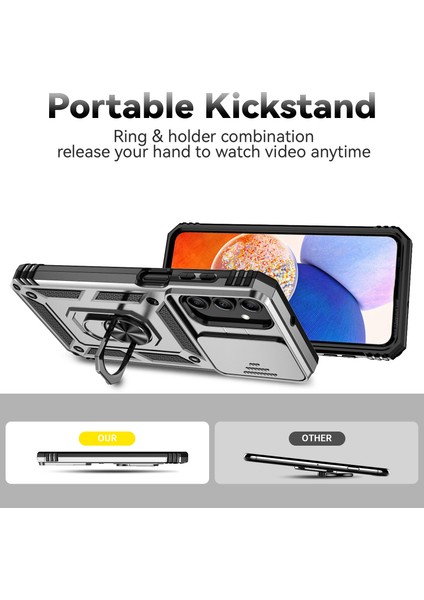 Samsung Galaxy A35 5g Kılıf Kamera Slayt Koruyucu Kickstand Darbeye Dayanıklı Telefon Kapağı-Gümüş (Yurt Dışından) modelleri