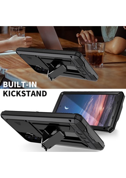 Samsung Galaxy S24 Ultra Kılıf Pc+Silikon+Metal Arka Kapak Temperli Cam Filmli-Siyah (Yurt Dışından) fiyatları