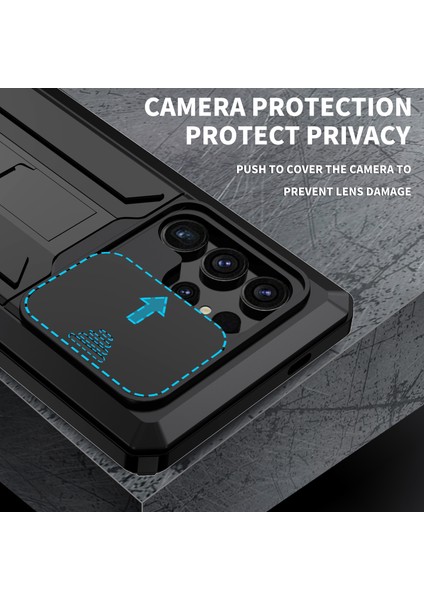 Samsung Galaxy S24 Ultra Kılıf Pc+Silikon+Metal Arka Kapak Temperli Cam Filmli-Siyah (Yurt Dışından) fırsatları