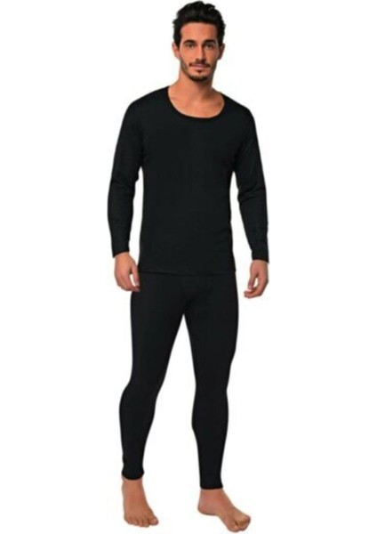 Erkek Siyah Termal Şardonlu Thermo Cool Uzun Kol Takım