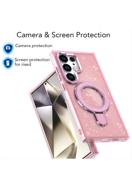 Samsung Galaxy S24 Ultra Kılıf Parıltılı Tasarım Tpu+Pc Kickstand Telefon Koruyucu-Mavi (Yurt Dışından) modelleri