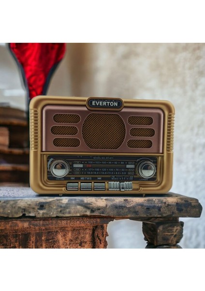 Nostaljik Görünümlü Çok Renkli USB Sd Aux Bluetooth Şarjlı Radyo RT-671