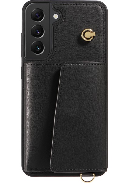 Samsung Galaxy S22 + 5g Için Crossbody Telefon Kılıfı Kart Tutucu Kickstand Deri Kaplamalı Tpu Mobil Kapak-Siyah (Yurt Dışından) fiyatları