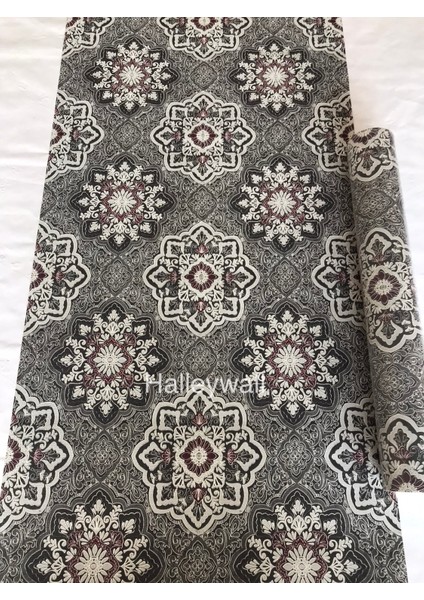2936 Desenli Siyah Bordo 3D 5m2 Duvar Kağıdı