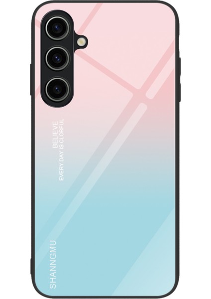 Samsung Galaxy A55 5g Cep Telefonu Kılıfı Için Drop-Proof Tpu+Pc+Temperli Cam Baskılı Desen Kapak-Degrade Pembe Mavi (Yurt Dışından)