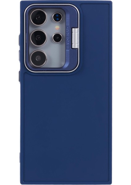 Samsung Galaxy S24 Ultra Kickstand Kılıf Silikon Kapak Büyük Lens Deliği-Safir (Yurt Dışından)