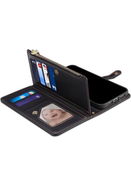 Samsung Galaxy M54 5G/F54 5g Rfıd Engelleme Deri Telefon Kılıfı Fermuarlı Cep Cüzdan Standı Kapak-Siyah (Yurt Dışından) indirimleri