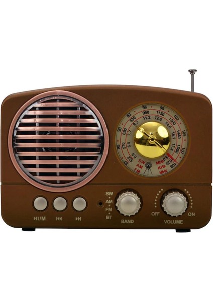 Retro Tasarımlı, Bluetooth ve USB Bağlantılı, Şık ve Kullanışlı Fm Radyo Cihazı