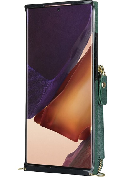 Samsung Galaxy NOTE20 Ultra 5G/NOTE20 Ultra Cep Telefonu Kılıfı Tpu+Pu Cüzdan Kılıfı Uzun Askılı-Yeşil (Yurt Dışından) fiyatları