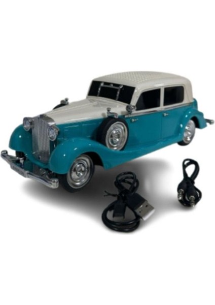 Mavi Retro Araba Tasarımlı Bluetooth Hoparlör, Tf, Usb, Fm Destekli