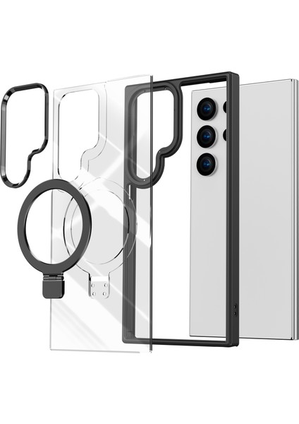 Samsung Galaxy S24 Ultra Kasa Şok Geçirmez Tpu+Akrilik Kickstand Clear Telefon Kapağı Magsafe-Dark Mor ile Uyumlu (Yurt Dışından) fiyatları